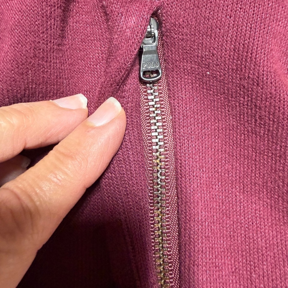 Polo Ralph Lauren Mens XXL Estate Rib Full Zip Hoodie Red Wine Navy Windbreaker - Picture 8 of 10